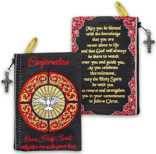 Miniatura 24 de Bolsa de rosario católico, estuche de rosario de bautismo para niños con números 6:24-26, versículo de la Biblia, 4 x 6 pulgadas, joyería y monedero
