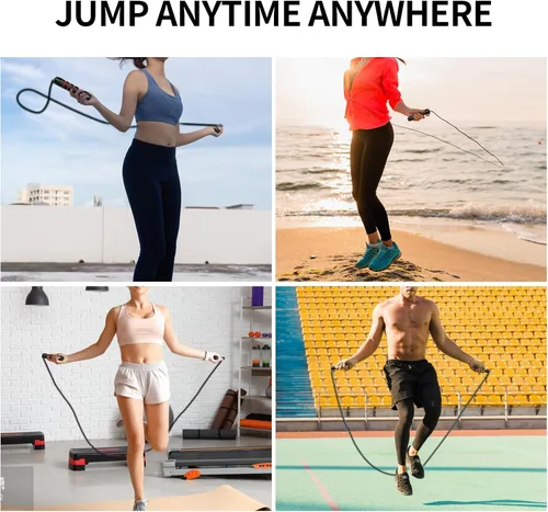 Miniatura 7 de Jump Rope, Jump Ropes for Fitness, Jump Rope for Men Women, Skipping Rope with Ball Bearings, Adjustable Jump Ropes,Tangle-Free Rapid Speed Jumping