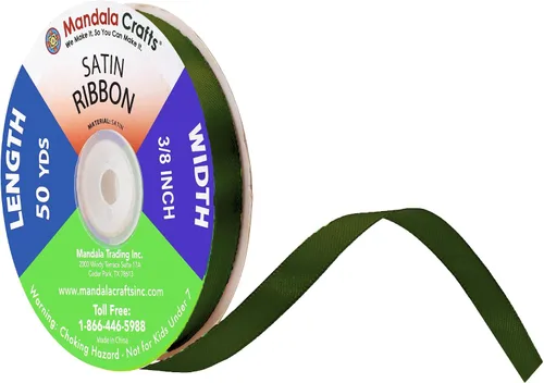 Miniatura 72 de Mandala Crafts Cinta de satén verde manzana para manualidades, cintas de tela de 1.5 pulgadas de ancho de 50 yardas para envolver regalos, ramos