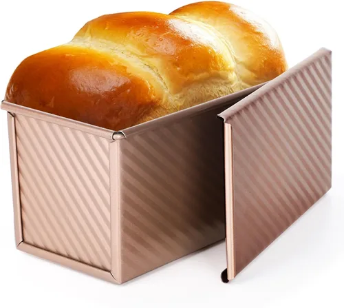 Miniatura 20 de Beasea Juego de 2 moldes para pan rectangulares de 12 x 4 pulgadas, moldes antiadherentes de acero al carbono, molde para tostadas doradas, moldes