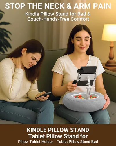 Miniatura 3 de Soporte de almohada Kindle para cama, soporte ajustable para tableta y teléfono para iPad, Kindle, sofá, soporte para aperitivos y bebidas, 50