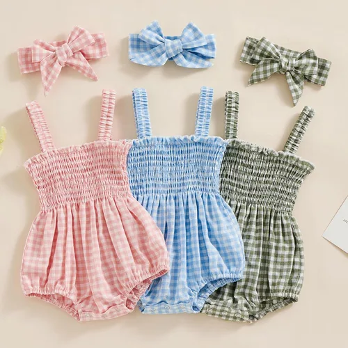 Miniatura 6 de Conjunto de ropa de verano sin mangas para bebé recién nacida, con volantes y cuello halter