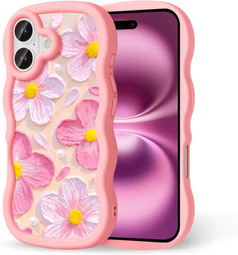 Miniatura 210 de Compatible con iPhone SE/8/7 Funda para Mujeres y Niñas, Marco Ondulado Rizado con Patrón Lindo, Estética Delgada Suave Silicona TPU Parachoques