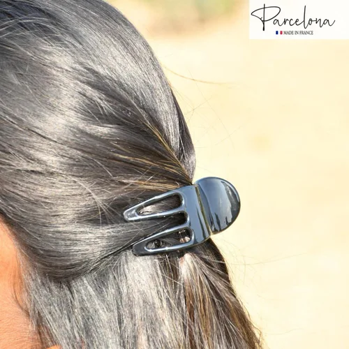 Miniatura 6 de Parcelona French Simply Bear Paw - Pinza para el cabello de yoga de 3 pulgadas, color negro, mediana, para mujeres y niñas, fabricada en Francia