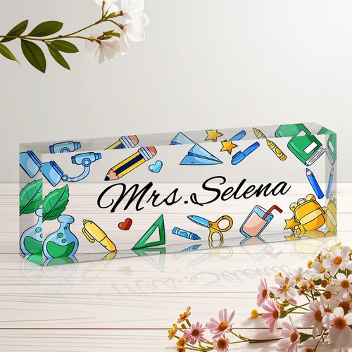 Miniatura 18 de Placa de nombre personalizada para escritorio, letrero de nombre de escritorio acrílico personalizado, regalos de agradecimiento de oficina