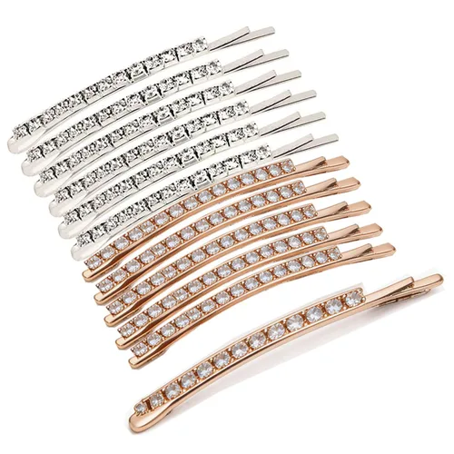 Miniatura 8 de 12 Piezas de Horquillas con Diamantes de Imitación, Pinzas para el Cabello de Metal Plateado, Horquillas de Diamantes de Imitación con Cristales
