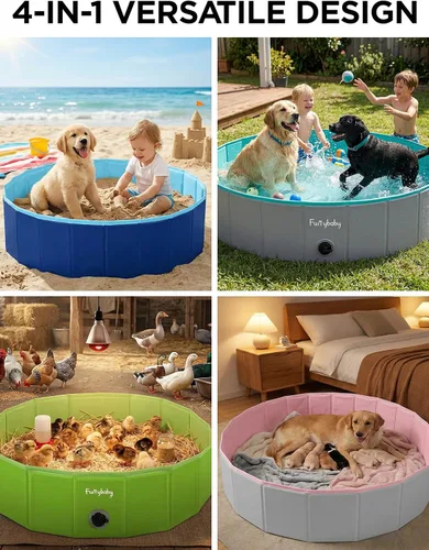 Miniatura 5 de Furrybaby Piscina para perros, piscina infantil plegable de plástico duro para perros grandes, portátil para mascotas, para nadar