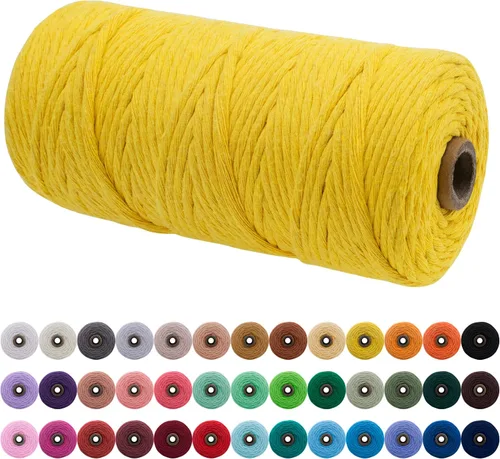 Miniatura 104 de JeogYong Cordón de macramé de un solo hilo 2mm x 164 yardas (492 pies) Cuerda de algodón suave, hilo de macramé 2 mm, suministros de macramé