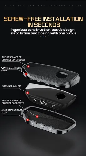 Miniatura 5 de Funda protectora para llavero BMW IX 2023 para BMW Serie 7 760i X7 IX i7 XM 2023 Accesorios para llaves inteligentes con llaveros Aluminio y Negro