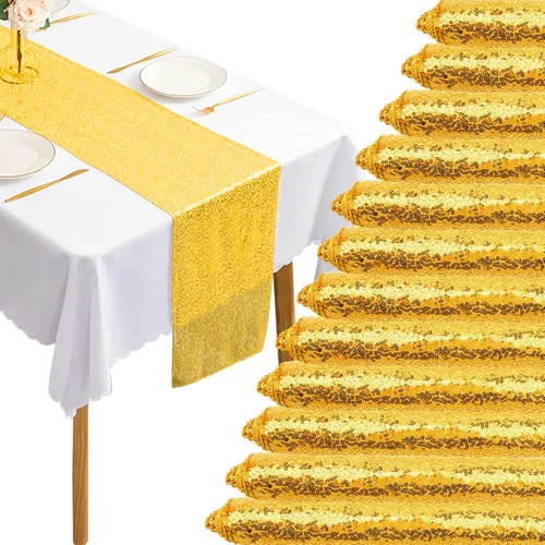 Miniatura 9 de 12 Paquetes de Caminos de Mesa con Lentejuelas Brillantes para Comedor para Cumpleaños, Bodas, Compromisos, Nupciales, Baby Shower, Despedida