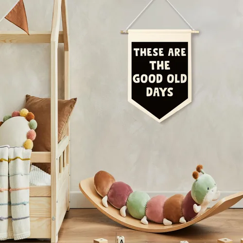 Miniatura 2 de ChenCraty Cartel de lienzo de pared con texto en inglés "These Are The Good Old Days", moderno color negro y beige motivacional para colgar, 015