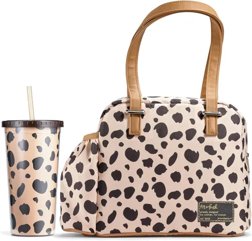 Miniatura 12 de Fit & Fresh Lonchera grande aislada a prueba de fugas y resistente a las manchas para mujer con bolsillo expandible para botella, cierre