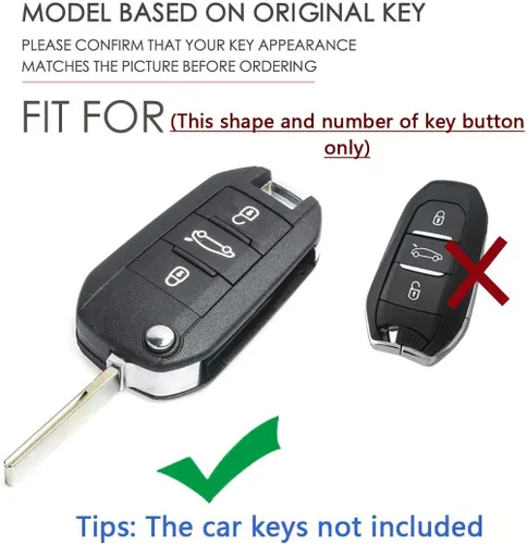 Miniatura 2 de SANRILY Funda de cuero con textura para llavero Peugeot 208 301 308 508 2008 3008 protección completa sin llave con llaveros, color verde
