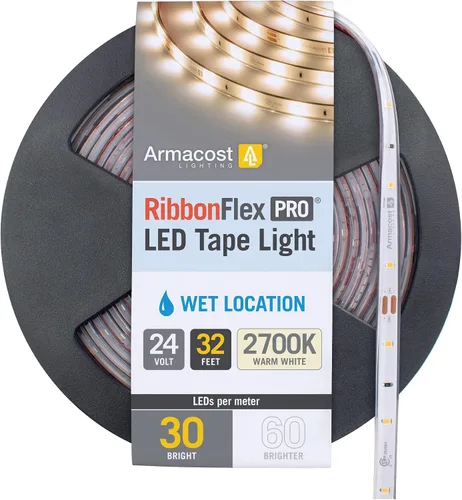 Miniatura 10 de Armacost Lighting RibbonFlex Pro Soft White (3000K), 30LEDs/M, 2.5M, 24V Luz de cinta para exteriores, 8.2 pies (144410)
