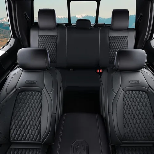 Miniatura 31 de Coverado Fundas de Asientos de Automóvil Juego Completo, Fundas de Asientos de Automóvil de Cuero Impermeables para Dodge RAM 1500 Compatible