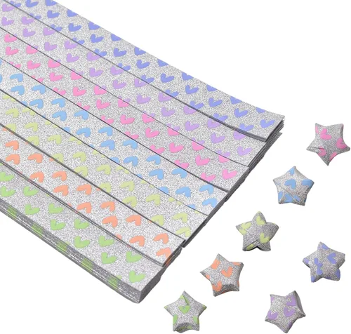 360 hojas de tiras de papel de origami, 7 colores brillantes y luminosos, tiras de estrellas de papel de estrella, tiras de papel de estrella de la