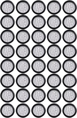 Miniatura 19 de Kit de tapones de cableado con cubierta de hule para luz trasera LED redonda de 4", 12 ledes, para RV, camioneta Luz roja - Lente transparente