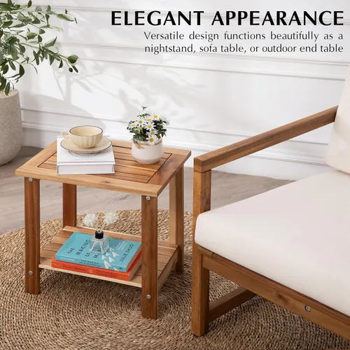 Miniatura 8 de VICTORY RELAX Mesa auxiliar doble Adirondack, mesa auxiliar rectangular resistente a la intemperie para patio, jardín, césped y sala de estar. Ideal