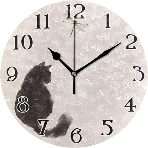 Miniatura 33 de Reloj de pared con mariposas moradas, silencioso, funciona con pilas, floral, sin tictac, decorativo, reloj analógico de cuarzo redondo de 9.5 A01