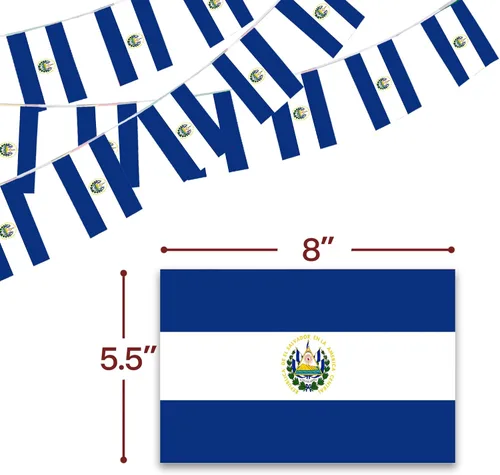 Miniatura 3 de Anley Banderines de banderines de cuerda de El Salvador, eventos patrióticos 15 de septiembre Día de la Independencia salvadoreña decoración barras