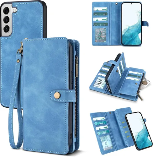 Miniatura 18 de TwoHead Funda tipo cartera para Samsung Galaxy S22 Ultra con tarjetero y funda magnética desmontable, funda de cuero con protección completa