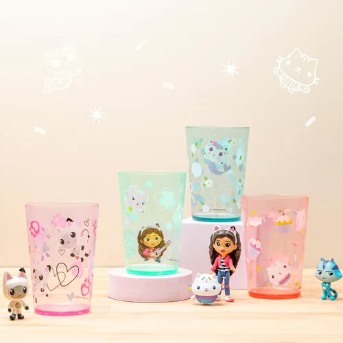 Miniatura 2 de Zak Designs DreamWorks Gabby's Dollhouse Juego de Vasos Anidables para el Hogar, Vasos de Plástico sin BPA de 14.5oz, Paquete de 4