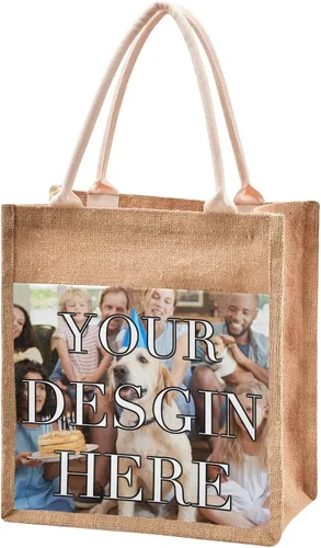 Miniatura 37 de CaTaKu Divertida bolsa de yute con asas y cremallera para gatos, bolsa de arpillera reutilizable con bolsillo frontal de lona, regalo para bodas, 12
