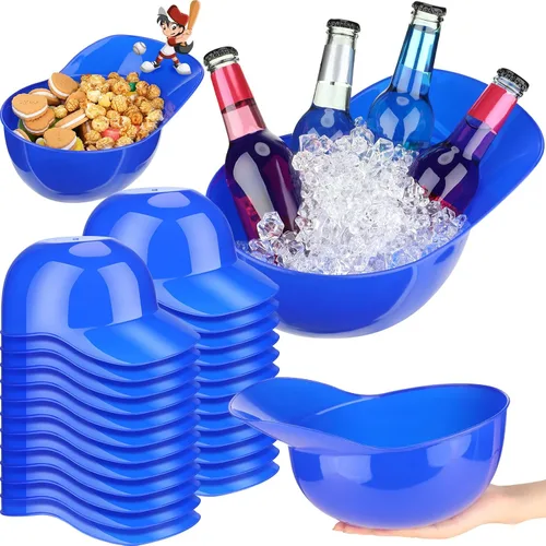 Miniatura 14 de Tanlade Casco de béisbol de plástico grande de 72 onzas, cuencos de béisbol, cuencos para aperitivos, helado, postre para trabajadores de Rojo