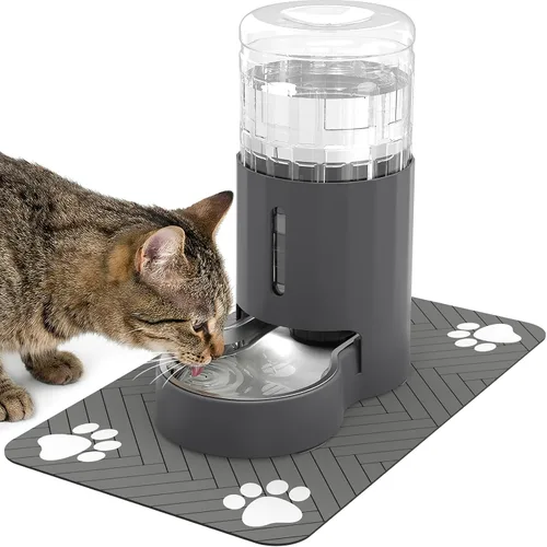 Miniatura 9 de JUNSPOW Dispensador de agua para gatos con cuenco de acero inoxidable, dispensador automático de agua por gravedad para gatos o perros pequeños
