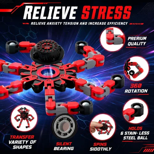 Miniatura 3 de 9 piezas transformables Fidget Spinners, cadena deformable sensorial Fidget DIY Robot Spinner Sensory para niños, juguetes Fidget para recuerdos