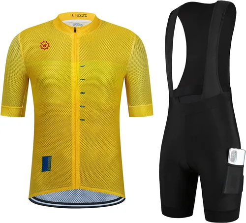 GCRFL Conjunto de camiseta de ciclismo para hombre, camisetas ligeras para ciclismo de carretera, pantalones cortos con bolsillos acolchados
