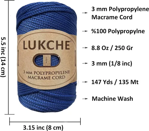 Miniatura 3 de Cuerda de macramé de poliéster premium de 3 mm (134.54 metros), (250 g) 100% cuerda de macramé de polipropileno, hilo de crochet de macramé colorido