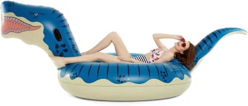 Miniatura 3 de Jasonwell Flotador inflable de dinosaurio para piscina, para niños, niñas, adultos, 124 pulgadas, tiranosaurio gigante Rex, flotador, verano, playa