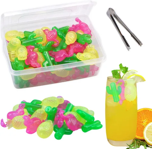 BYTTME Cubos de hielo reutilizables con tapa y contenedor, paquete de 60 cubos de plástico para bebidas, libres de BPA, cubos de hielo reutilizables