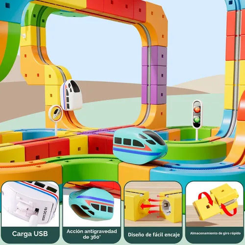 Miniatura 3 de klick - Juego de tren eléctrico de raíles 3D con pista de carreras mágica flexible para niños de 3, 4, 5, 6, 7, 8 años, pista de carreras de autos