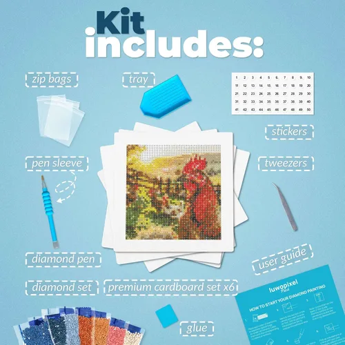 Miniatura 2 de LuwoArte Paquete de 6 Kits de Pintura de Diamantes para Adultos – Kits de Arte de Diamantes con Tema de Campo – Arte de Gemas DIY de Taladro