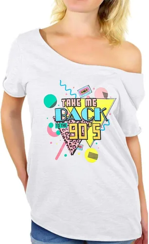 Miniatura 2 de Take Me Back to The 90s Shirts for Women Vintage Off The Shoulder Shirt Retro Style 90s Birthday Party Tops