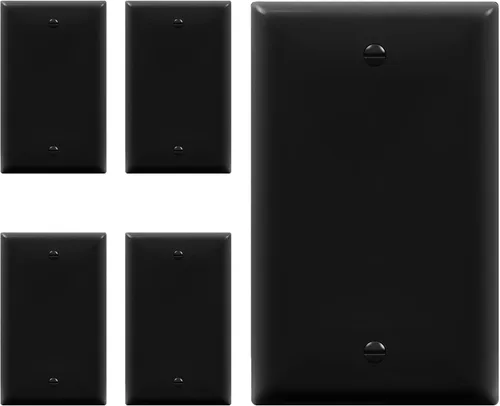 ENERLITES - Placa de pared para ocultar dispositivos, acabado brillante, tamaño estándar 1 gancho 4.50 x 2.76 pulgadas, termoplástico de Negro