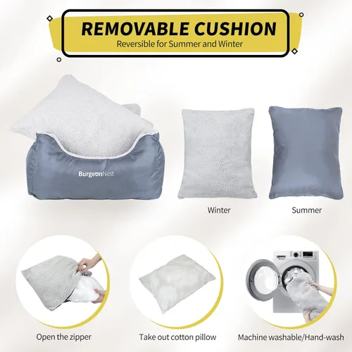 Miniatura 6 de BurgeonNest Asiento de Coche para Perros Pequeños, Asientos Elevadores Suaves Lavables para Mascotas Pequeñas de Menos de 25 Libras, Asiento de Gris
