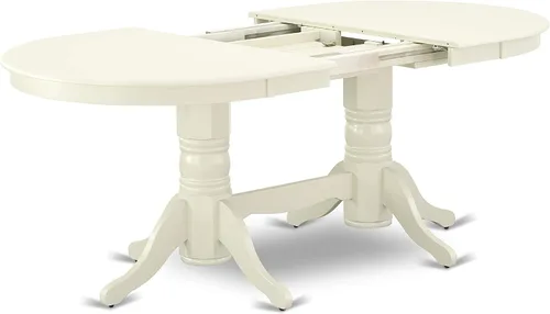 Miniatura 4 de East West Furniture VABO7-LWH-W - Juego de comedor de 7 piezas compuesto por una mesa de comedor ovalada con hojas de mariposa y 6 sillas de asiento