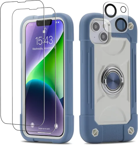 Miniatura 40 de Funda para iPhone Se3/iPhone Se2, iPhone 6/6S, iPhone 7/iPhone 8 de 4.7 pulgadas con soporte de anillo, con 2 protectores de pantalla resistentes