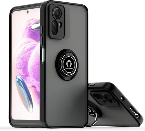 QUIETIP Funda compatible con Xiaomi Redmi Note 12S con protector de pantalla, TPU + policarbonato duro a prueba de golpes, anillo magnético para