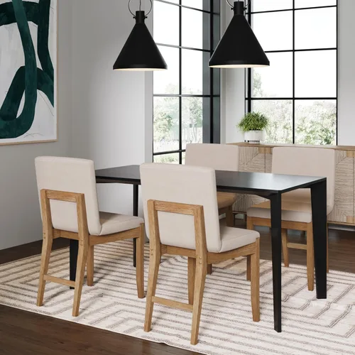 Miniatura 3 de Nathan James Gracie - Silla de comedor moderna, silla de comedor tapizada, lino natural/marrón claro, juego de 4 Lino marrón claro cepillado