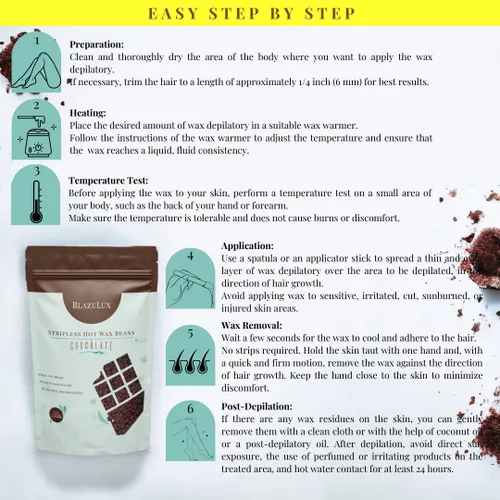 Miniatura 7 de Cuentas de cera para depilación - Chocolate de 17.6 onzas, granos de cera dura sin tirantes para bikini brasileño, cara, cejas, axilas, brazos