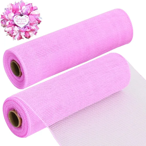 Miniatura 16 de TONIFUL 2 rollos de cinta de malla decorativa roja de 10 pulgadas, malla de tela para suministros de corona de malla, corona de puerta delantera