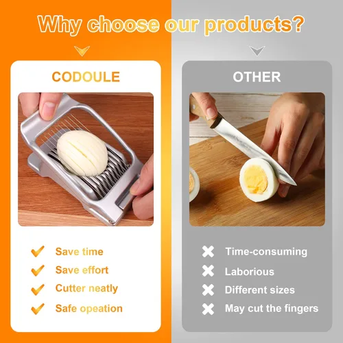Miniatura 2 de Cortador de huevos para huevos duros, cortador de huevos, fresa, rebanador de tomate de aluminio resistente, alambre de acero inoxidable, multiusos