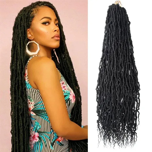 Miniatura 25 de BOHOBABE Rastas Falsas de Cabello de Ganchillo de 30 Pulgadas, Rastas Suaves Boho de Ganchillo con Puntas Rizadas, Rastas Largas de Diosa Bohemia