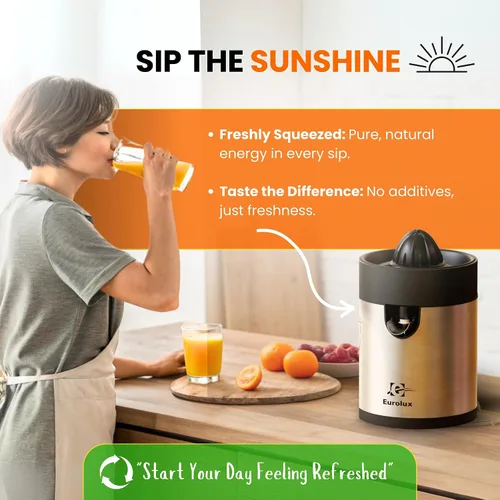 Miniatura 5 de Eurolux Exprimidor eléctrico de naranja, elegante exprimidor de jugo de cítricos sin esfuerzo para limón, lima, pomelo Motor potente, fácil