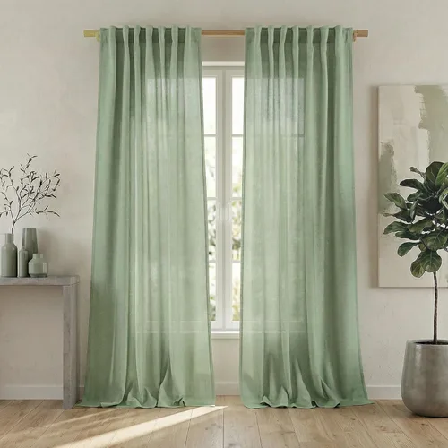 Miniatura 20 de Cortinas de lino azul claro de 90 pulgadas de largo para sala de estar, dormitorio de niñas, guardería, decoración acogedora de verano, bolsillo