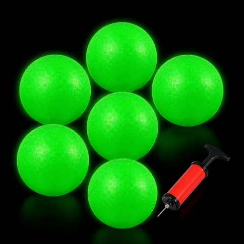 Miniatura 9 de Hiboom Pelotas de juguete que brillan en la oscuridad de 8.5 pulgadas para patio de recreo, bolas rebotantes con bomba para niños y adultos, parque